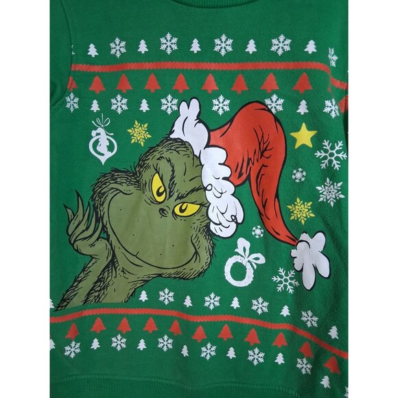 Dr. Seuss Grinch Sweatshirt Crew Neck Christmas Winter Holiday Retro Child Sz 6 - Picture 2 of 4